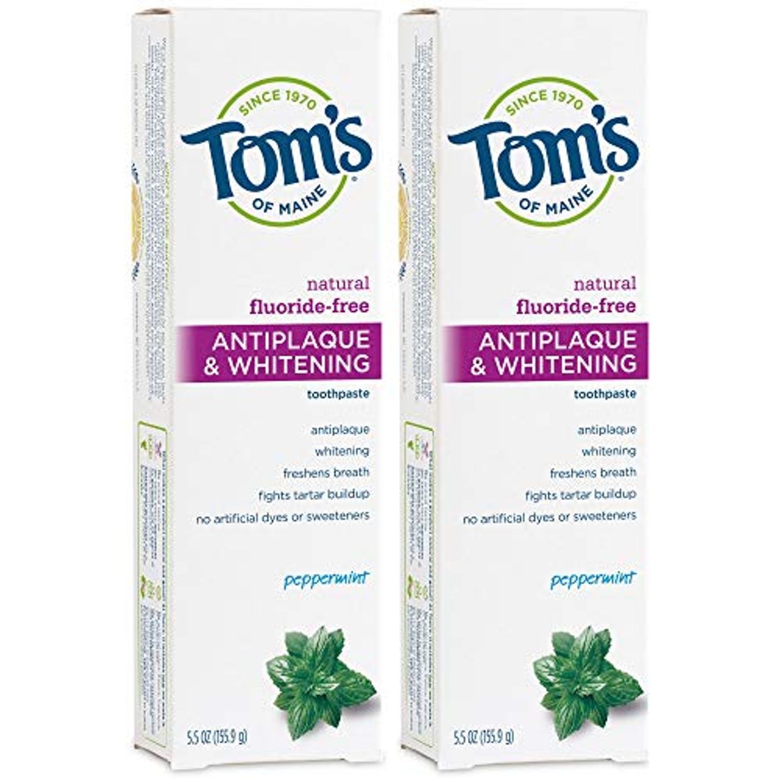 Places Tom's of Maine Antiplaque and Whitening Fluoride-Free Toothpaste, Peppermint, 5.5 Ounce