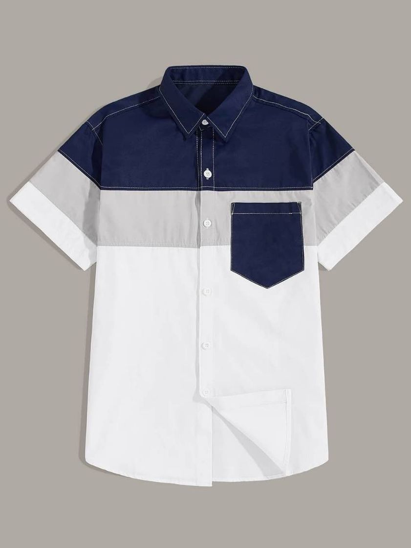 Fashion Camisa de hombre  con bolsillo 