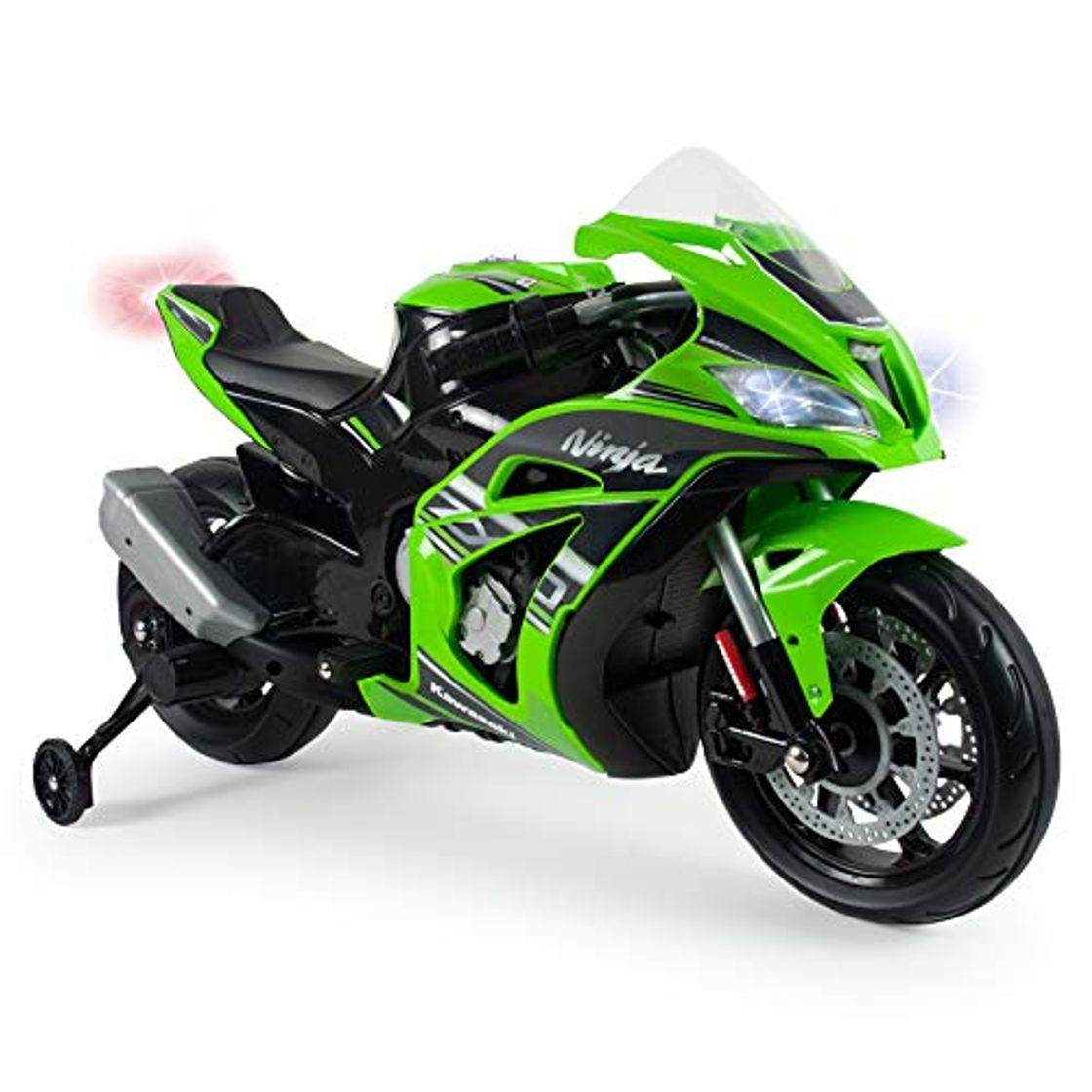 Social INJUSA- Moto ZX10 Ninja Kawasaki de 12 V, licenciada con luces y