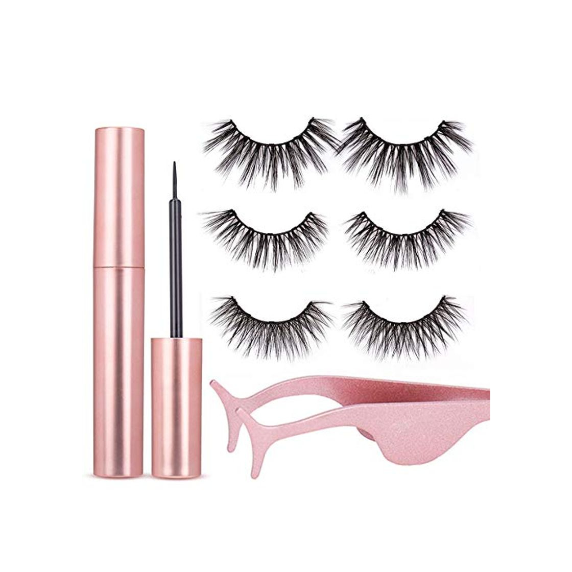 Products Pestañas Postizas Magneticas y Delineador de Ojos Magnético 3D Pestañas Imanes Naturales Largo Denso Fantasia Pinzas Magnetico Kit Maquillaje Extension Líquido No Se Requiere Pegamento 3 pares