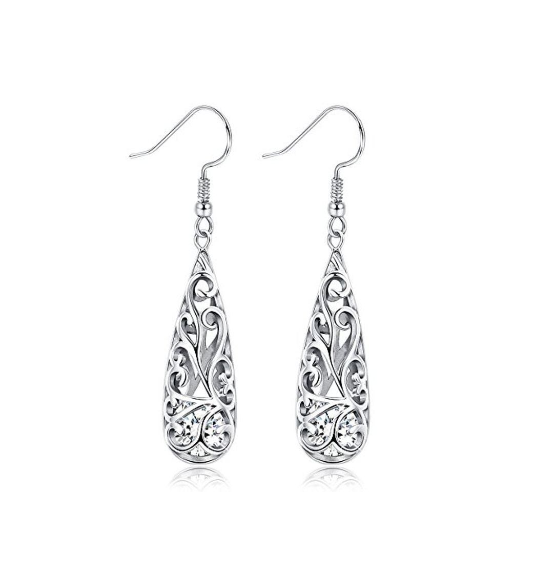 Product BESTEEL Pendientes Plata de Ley 925 para Mujer Aretes con Circonita Colgante Pendientes Largos Elegante Regalo