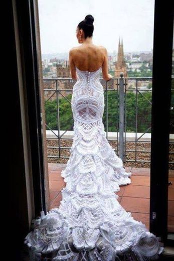 Vestido de noiva de crochê lindo delicado como toda noiva!..