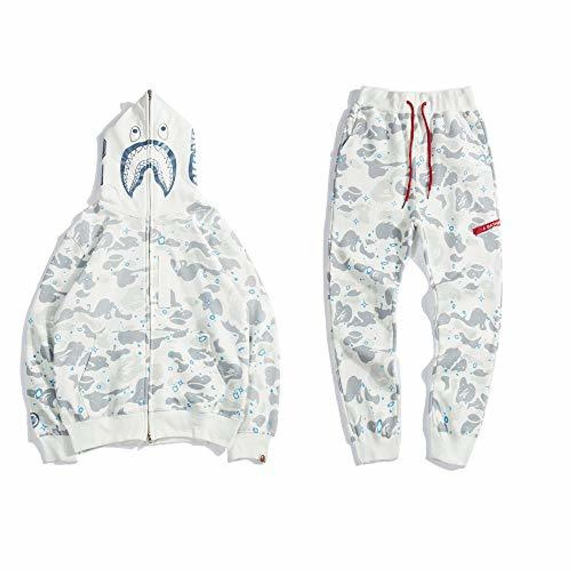 Products Boca Grande tiburón Bape Luminoso Cielo Estrellado Boy para Hombre Moda Hoodies