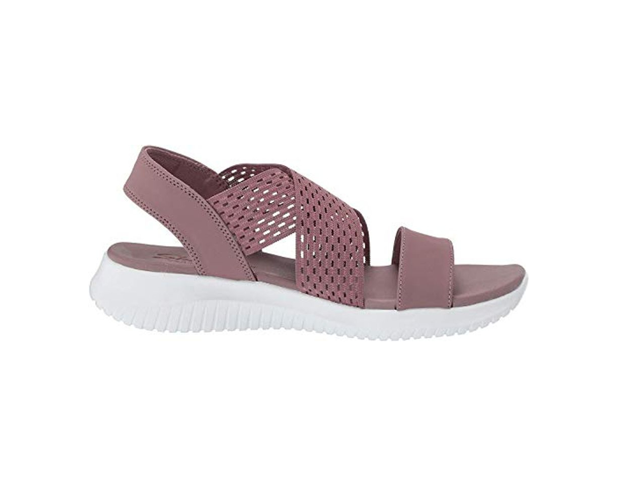 Social Skechers Ultra Flex-Neon Star, Sandalias de Talón Abierto para Mujer, Morado