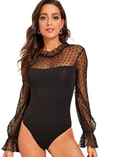 Evelife Mujer Conjunto De Mono Lencería De Sexy Encaje Transparente con Body