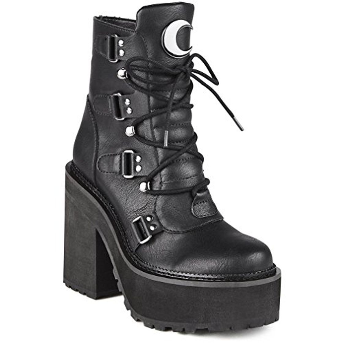 Fashion Killstar - Botas de Material Sintético para Mujer Negro Negro One Size