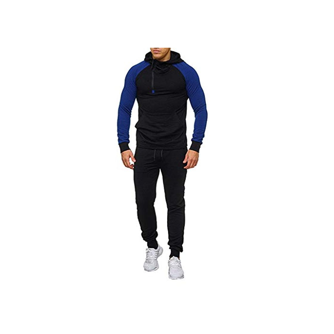 Fashion POLP Hombre Sudadera con Cremallera Original Negro Conjunto de Dos Piezas Otoño Invierno Chandal Caballero Hombre Chaquetas Deportivas