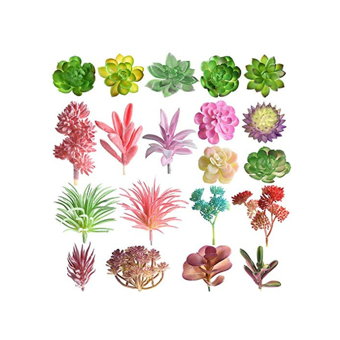 Social FEPITO Random 20 pcs Suculentas Artificiales Uncheted Echeveria Selecciones Suculentas Plantas Mixtas A Granel Surtido Faux Suculentas Grandes Tallos Verdes para el Hogar Decoración Jardín Interior