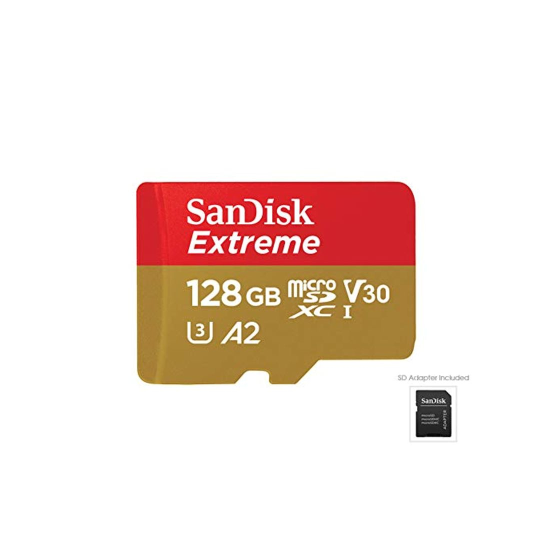 Electrónica SanDisk Extreme - Tarjeta de memoria microSDXC de 128 GB con adaptador SD