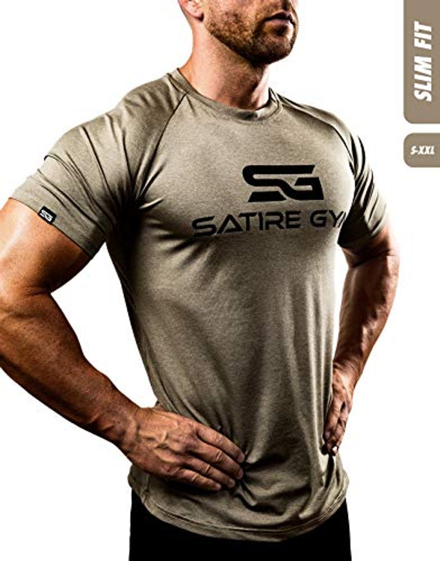 Moda Satire Gym Camiseta de Fitness para Hombre - Ropa Deportiva Funcional -