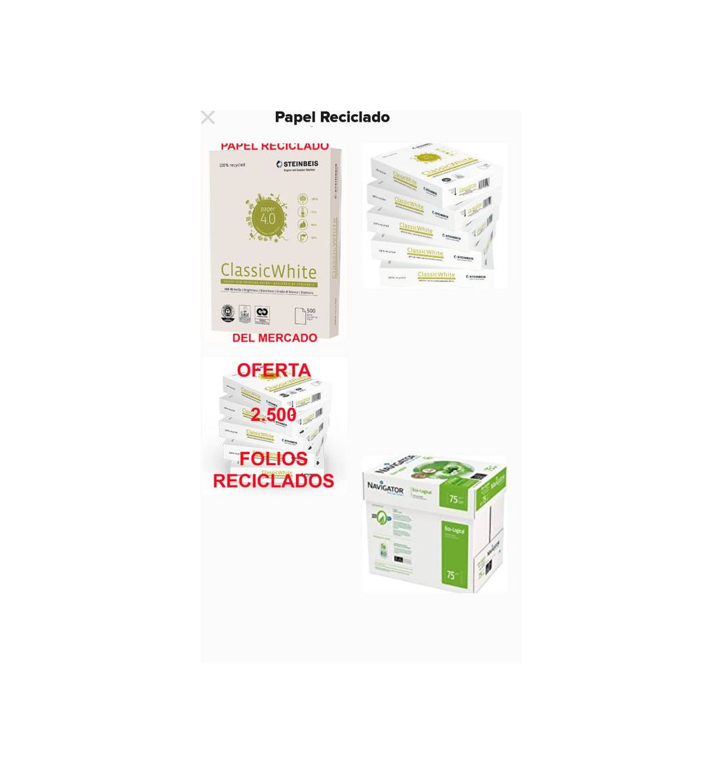 Product Papel Reciclado Ecológico Din A4 para Impresoras y Fotocopiadoras Papel 100% Reciclado y Ecológico de 80grs Sin Atascos Certificado Iso 70 Ecolabel 011002 Caja 2500 hojas en 5 paquetes