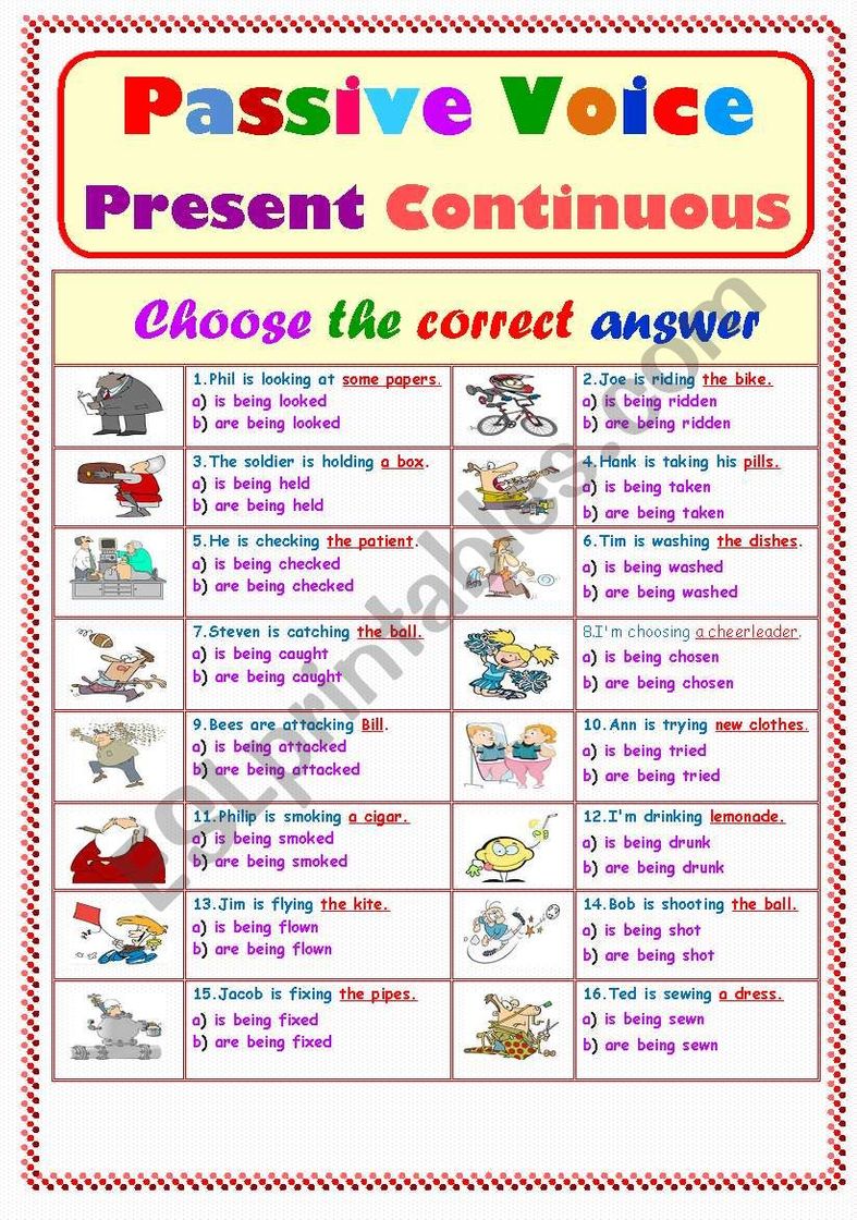 Moda Exercises on Passive Voice - present-progressive :: Present ...