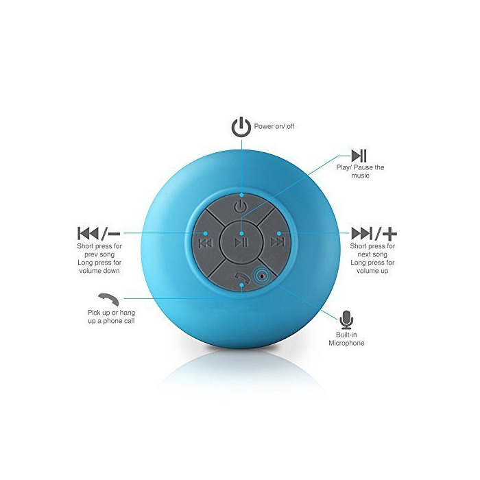 Electronic Neuftech Altavoz Bluetooth 3.0 Impermeable Sonido estéreo con Ventosa para Ducha Piscina