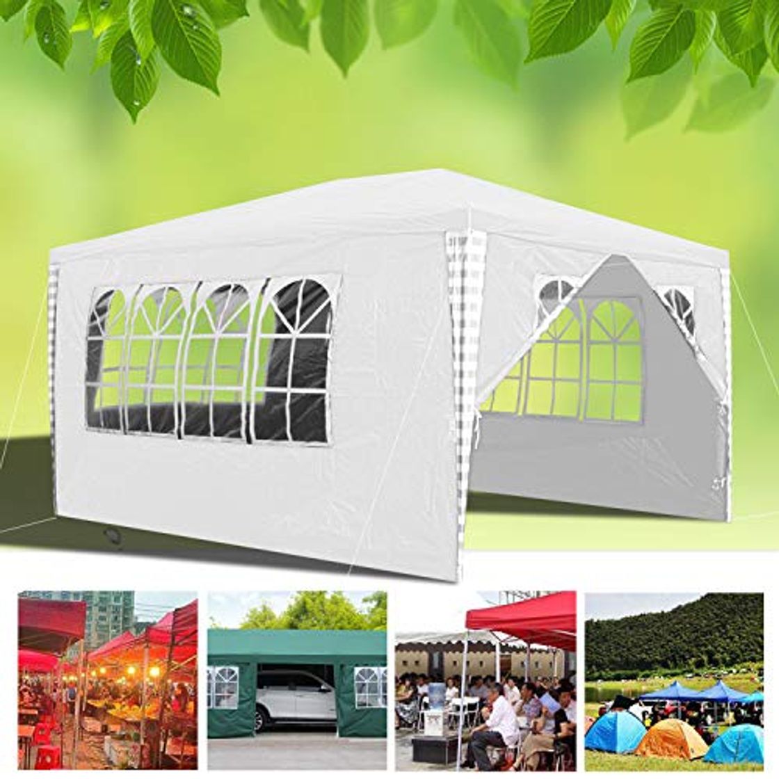 huigou 3x4m Carpas Pabellón Estable Carpa para Fiesta toldo Gazebo con 3 Ventanas y 1 Puerta con Cremallera terraza