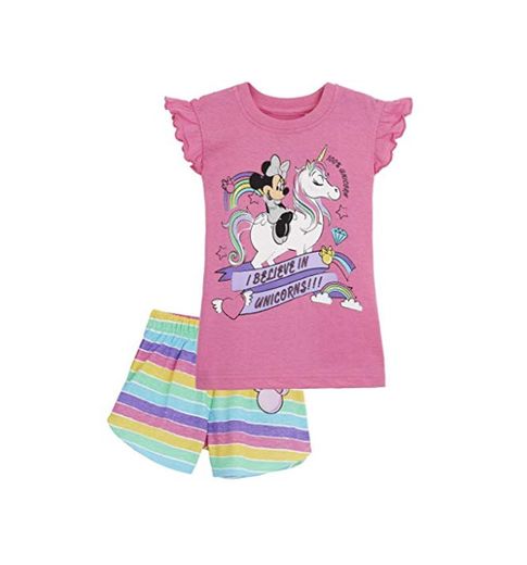 Disney Minnie Mouse Pijama Niña Verano, Ropa de Niña Vacaciones Algodon 100%,