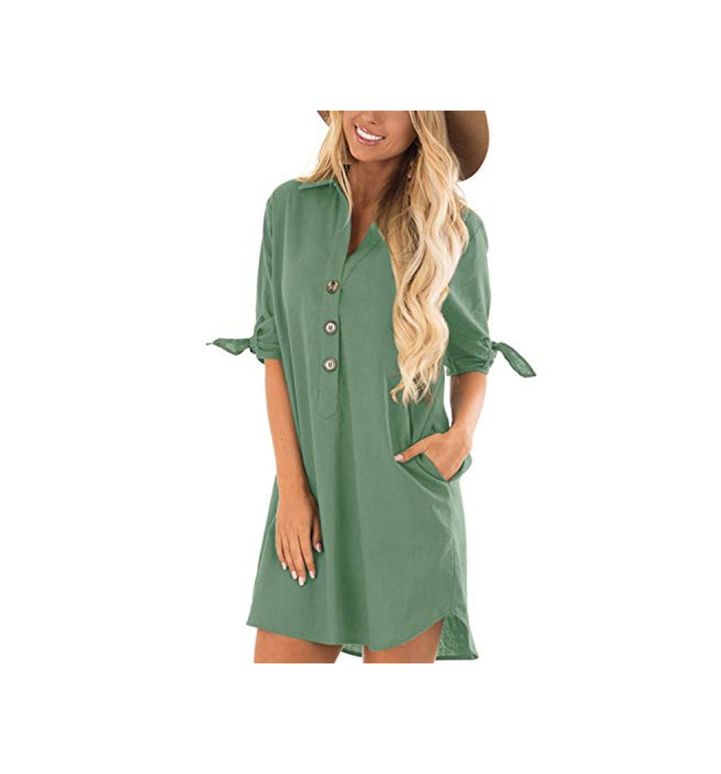 Social CNFIO Vestidos Mujer Casual Camisetas Mujer Manga Larga Cuello en V Blusas para Mujer Tops Mujer