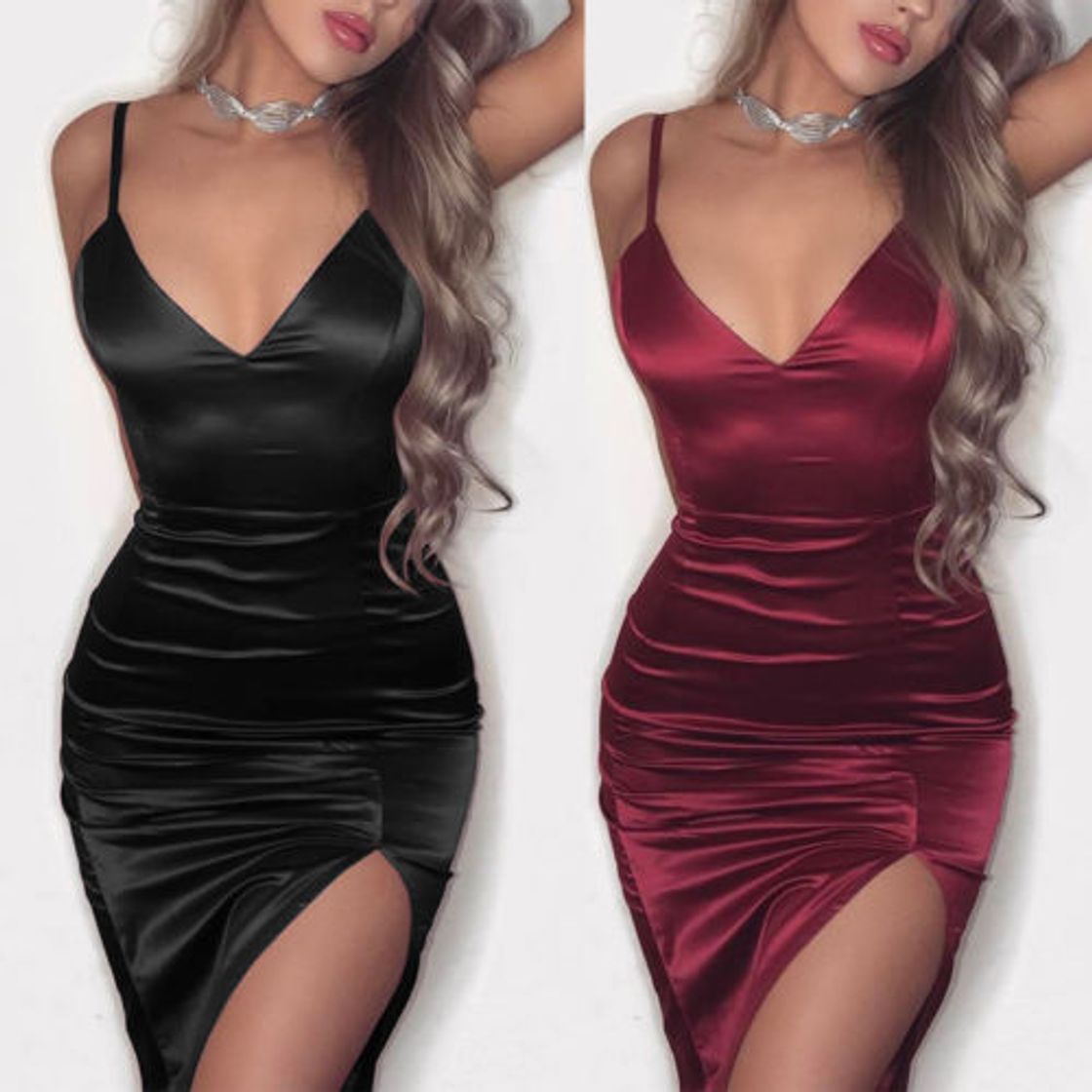 Social MA Vestido de Vendaje con Cuello en V Blanco de Verano Sexy
