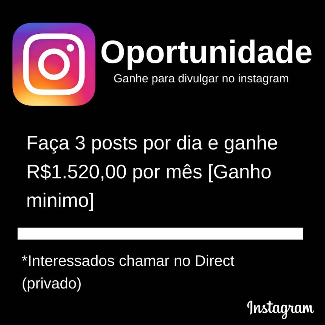 Social Olá… vi que vc se interessou em ganhar pra divulgar no Insta