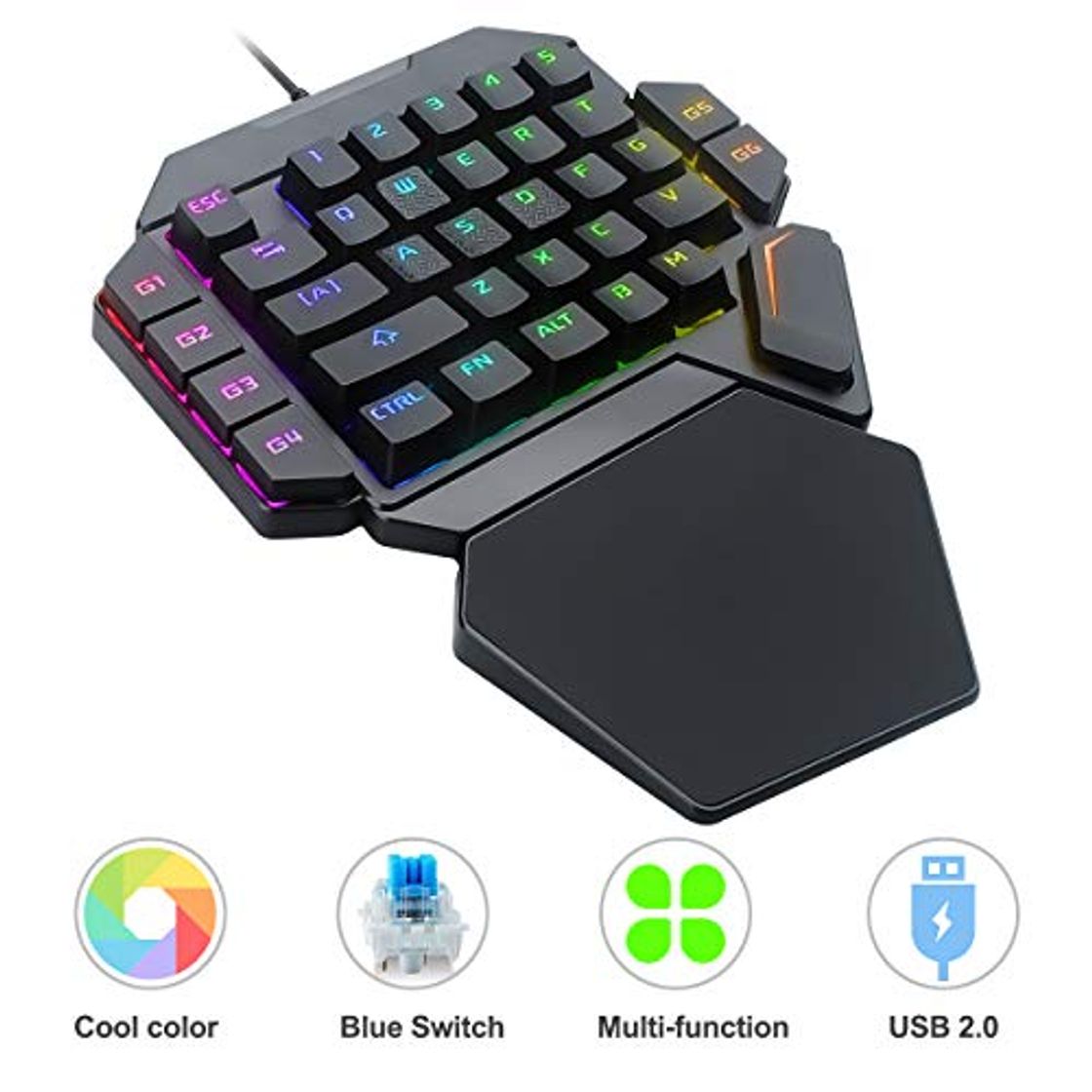 Social Laelr Teclado para Juegos, Teclado mecánico para Juegos de una Mano 35