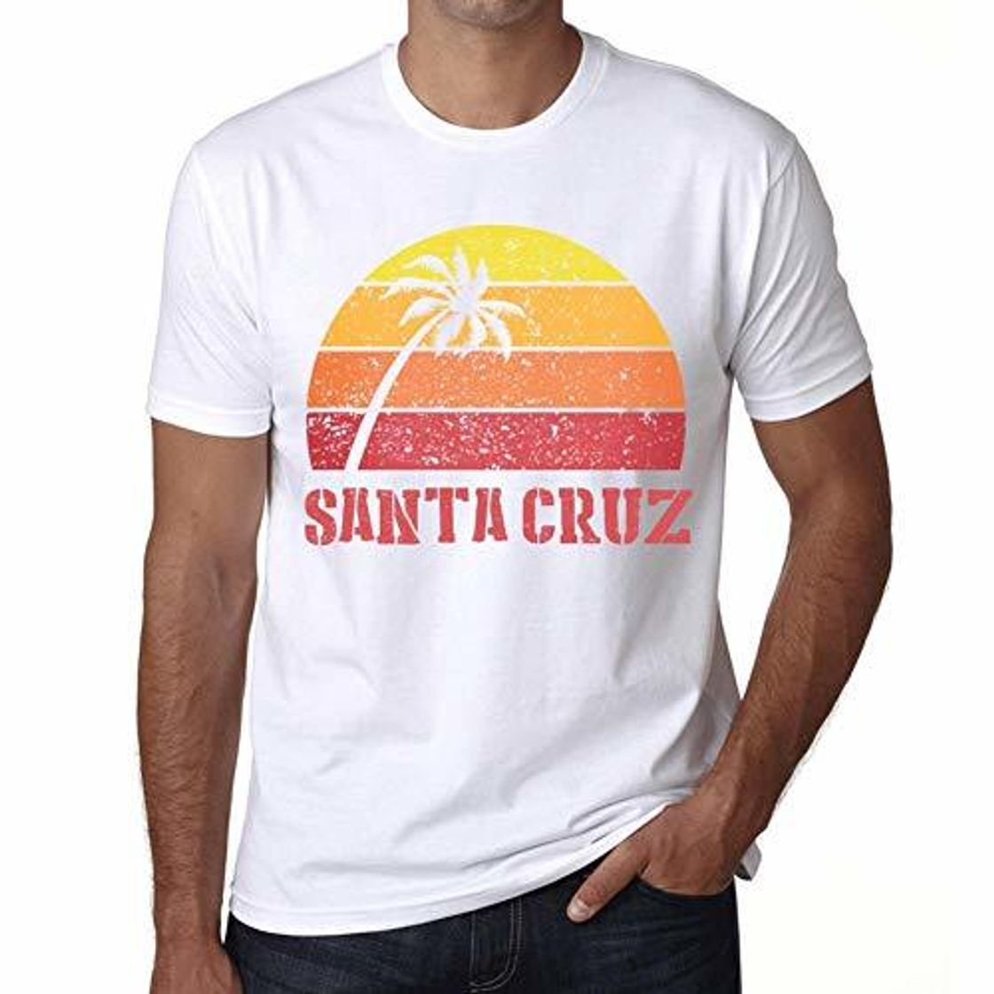 Lugar Hombre Camiseta Vintage T-Shirt Gráfico Santa Cruz Sunset Blanco