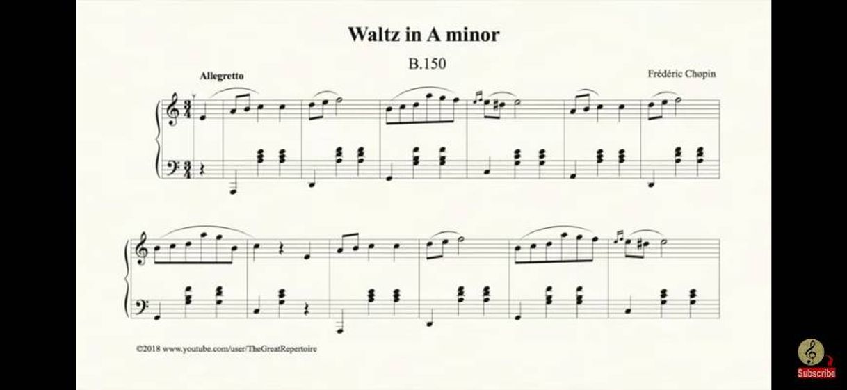 Canciones Chopin, Waltz in A minor, B 150, Op. Post.