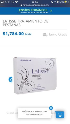 Latisse tratamiento para el crecimiento de pestañas 