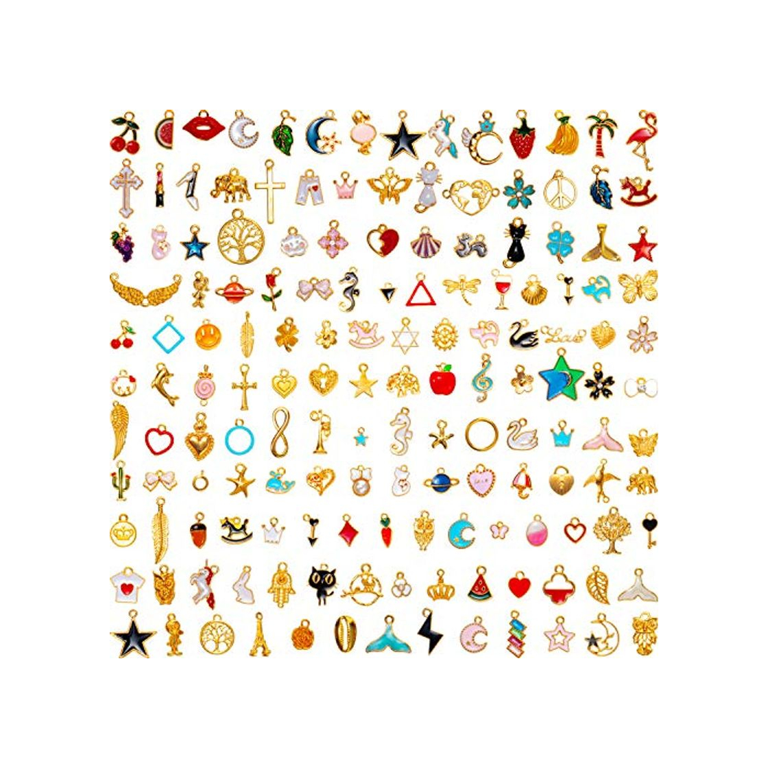 Social 150 Piezas Colgantes Dijes de Esmalte Surtidos Colgante Luna Animal Fruta Estrella Encantos de Collar Pulsera para Fabricación de Joyas de Bricolaje
