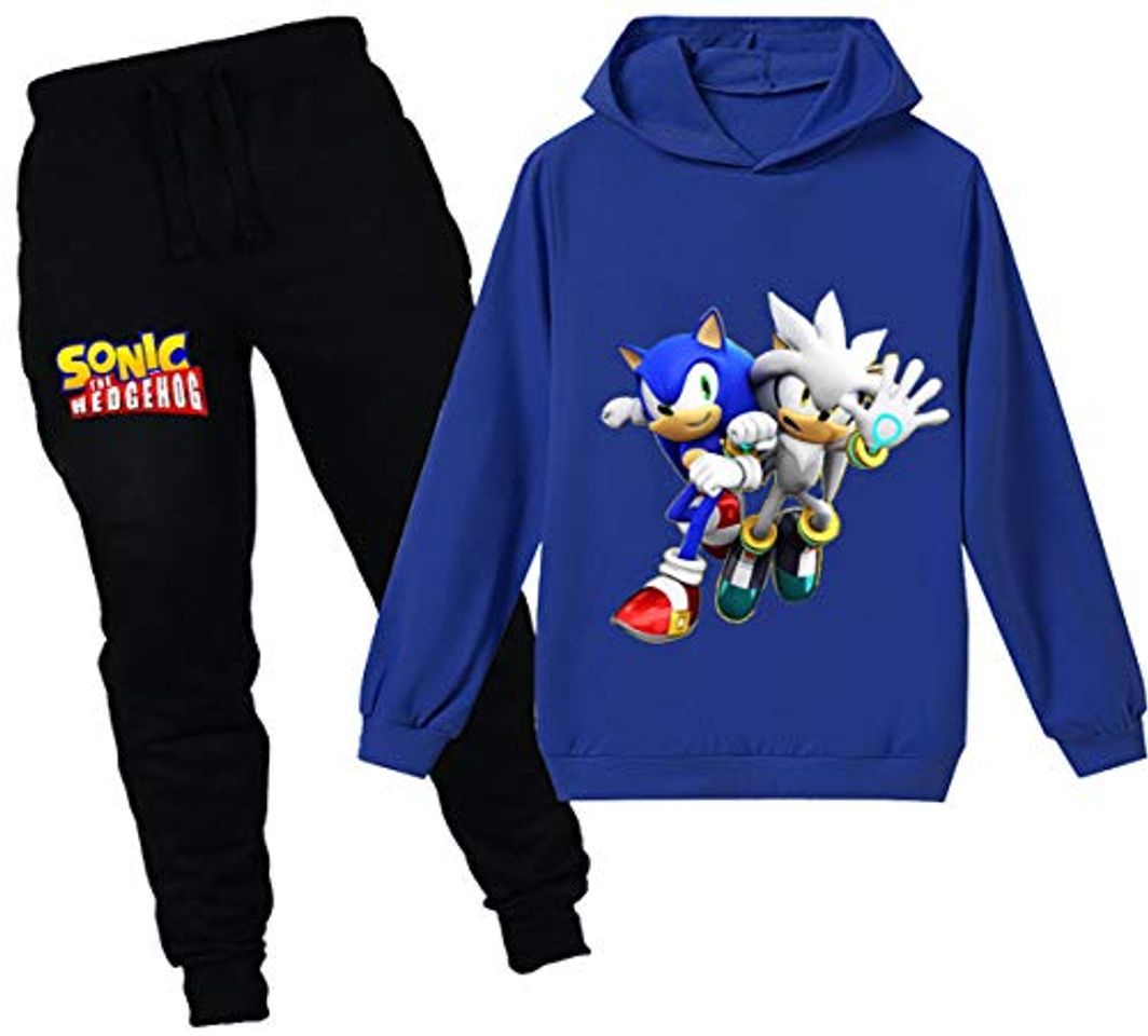 Fashion Silver Basic Sudadera con Capucha y Pantalón Sonic The Hedgehog para Niñas