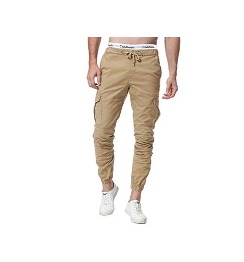 ZOEREA Pantalones Hombre Casuales Deporte Elásticos Joggers Largos Pants con Bolsillos Algodón