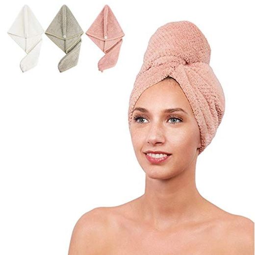 Hair Towel Wrap Turban Microfiber Drying Head Towel [3 Pack] Quick Magic