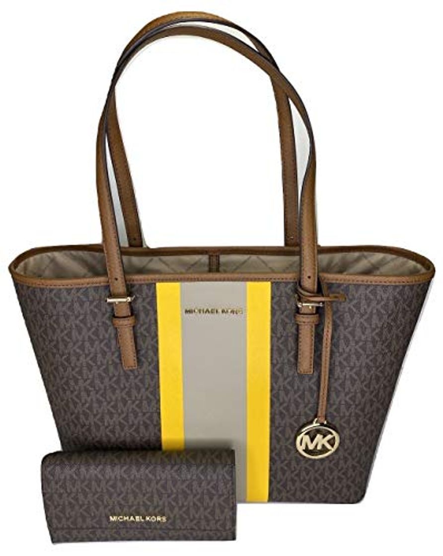 Moda MICHAEL Michael Kors Jet Set Travel MD Center Stripe Carryall Tote bundled