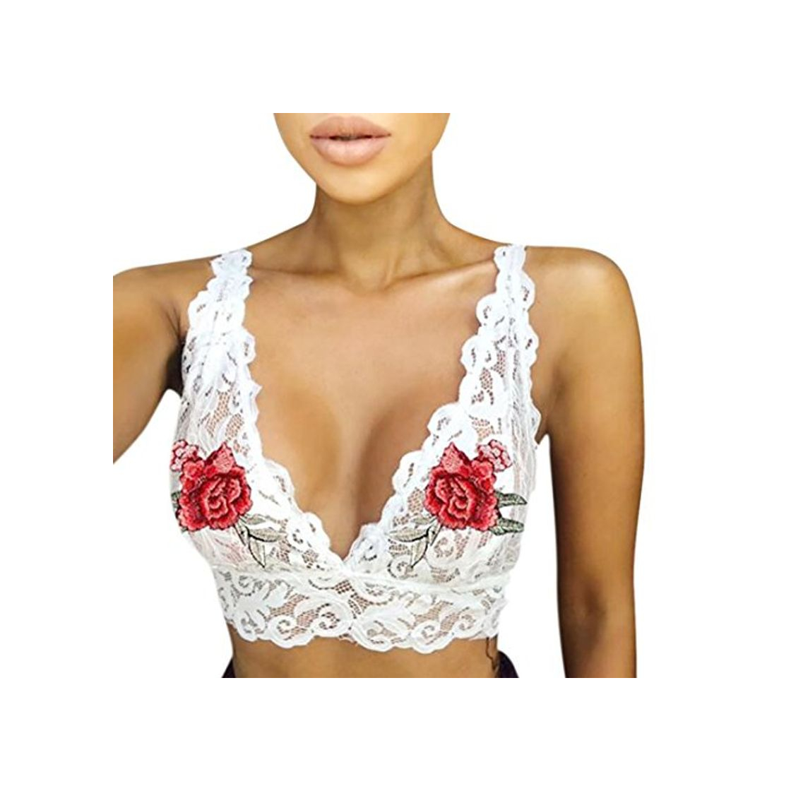 Moda Mujeres Lencería Corset Lace Flowers Apliques Bralette Bralet Bra Tanque Cami Crop