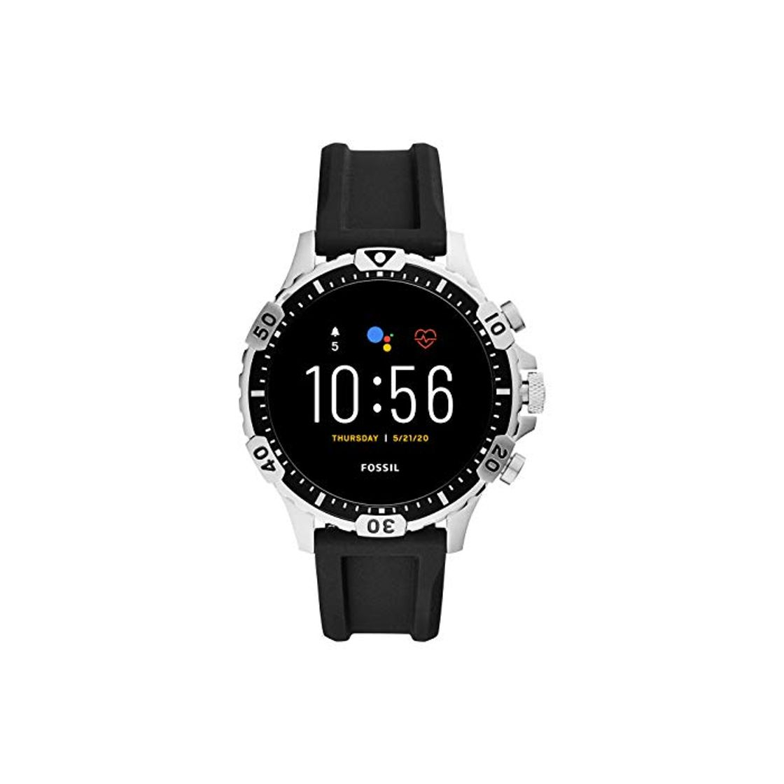 Social Fossil Smartwatch Pantalla táctil para Hombre de Connected con Correa en Silicona FTW4041