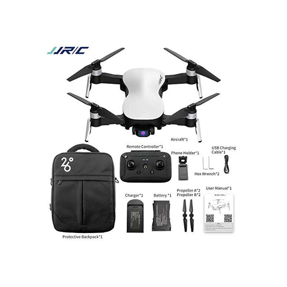 Productos RONSHIN JJRC X12 GPS Drone 5G WiFi FPV Motor sin escobillas 1080P Cámara HD GPS Posicionamiento en Modo Dual Plegable RC Drone Quadcopter RTF Blanco