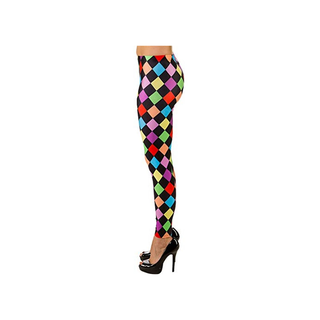 Moda Leggins Payaso  a Cuadros para Mujer en Colores neón / En Talla