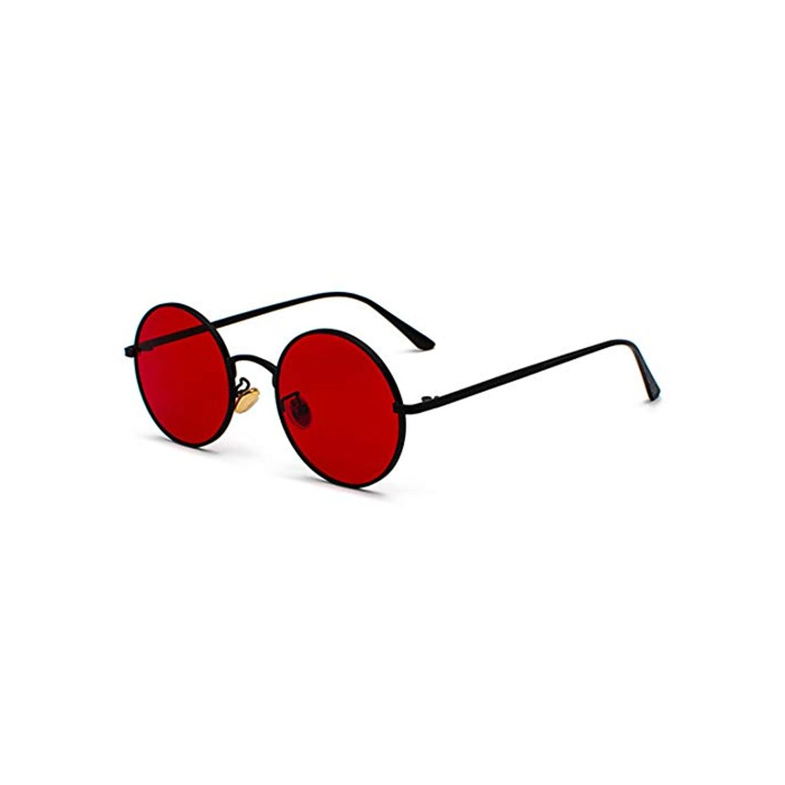 Social Inlefen Gafas de sol Hombres Mujeres Redondo Vintage Círculo estilo Gafas de sol Gafas de marco de metal de color Gafas negro rojo