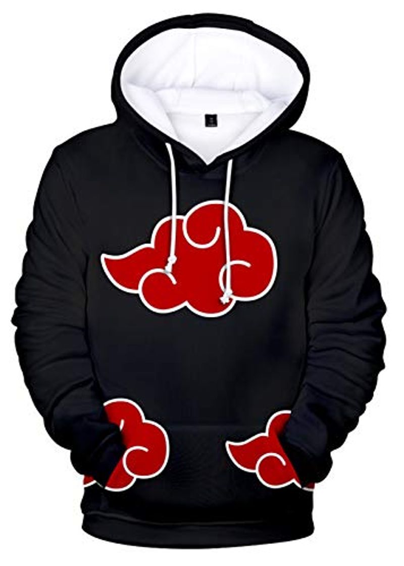 Moda HAOSHENG Hombres Naruto Sudadera Uchiha Clan Syarinngann Casual Sudadera con Capucha Deportiva