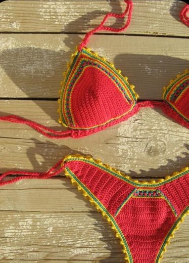 High hip Brazilian crochet bikini set