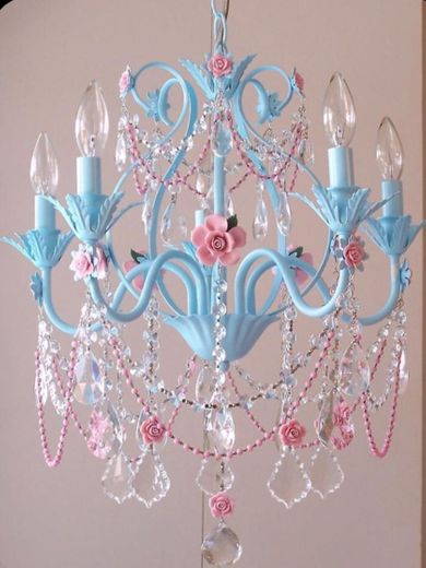 Pink and blue chandelier 