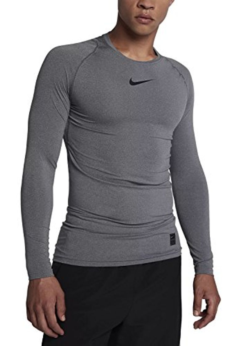 Moda NIKE M NP Top LS Comp Long Sleeved T-Shirt, Hombre, Carbon Heather