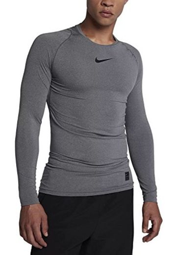 NIKE M NP Top LS Comp Long Sleeved T-Shirt, Hombre, Carbon Heather