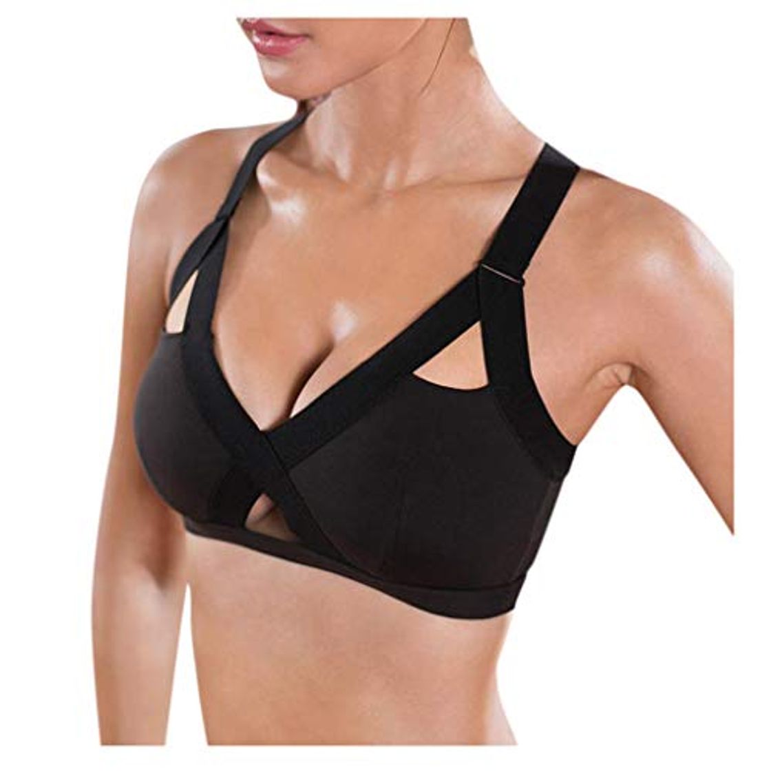 Fashion QinMMROPA Sujetador Deportivo para Mujer Yoga Acolchado Fitness Running Gym Entrenamiento Sujetador Transpirable Tops Bras sin Tirantes Negro XL