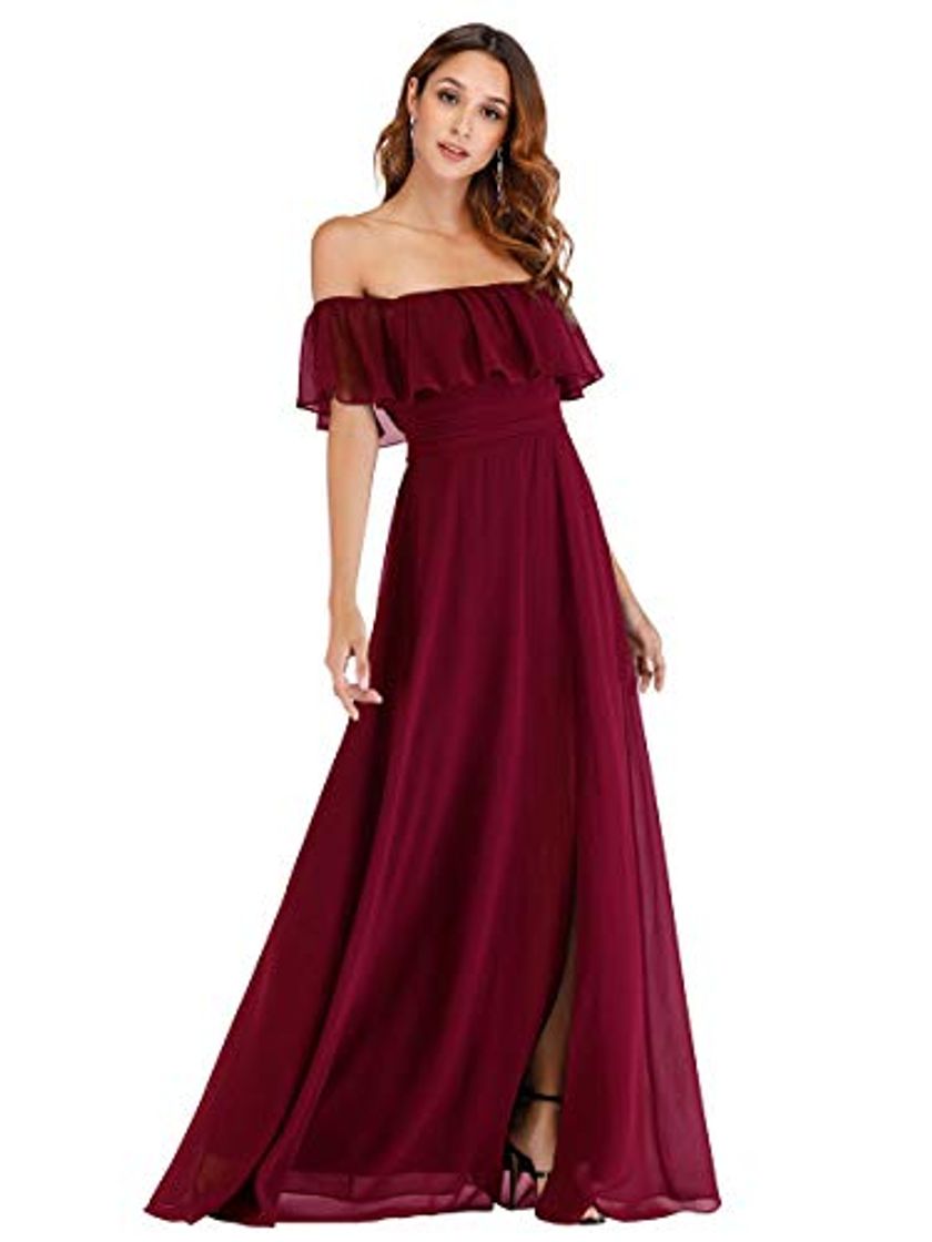 Lugar Ever-Pretty Vestido de Gala Cuello en V Tul sin Mangas Corte Imperio
