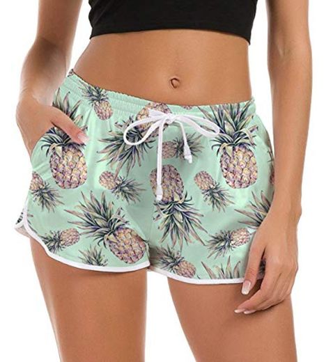 Traje de baño Tankini para Mujer Traje de baño de Secado rápido Short de natación con Estampado Tropical Piña Cordón Trajes de baño Estilo Hawaiano Deporte Surf Trajes de baño XL