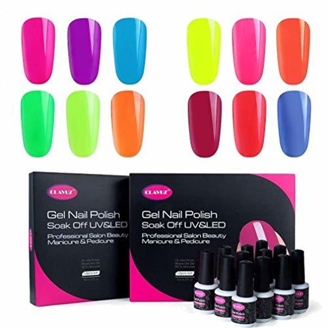 Social Clavuz Esmaltes Semipermanentes en Gel UV LED, 12pcs Neon Esmaltes de Uñas