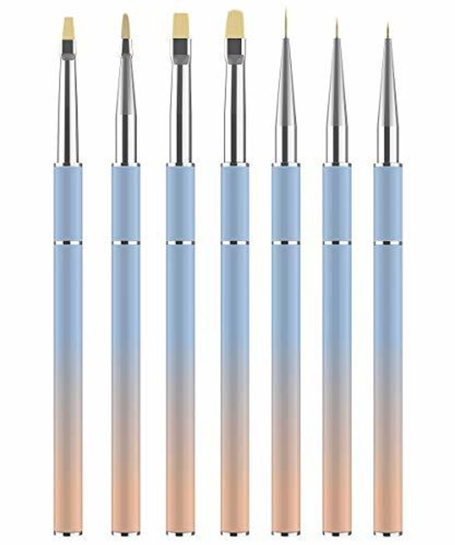 Social JFUNE 7PCS Cepillo uñas pinceles para decoración de uñas, Nail Art acrílico