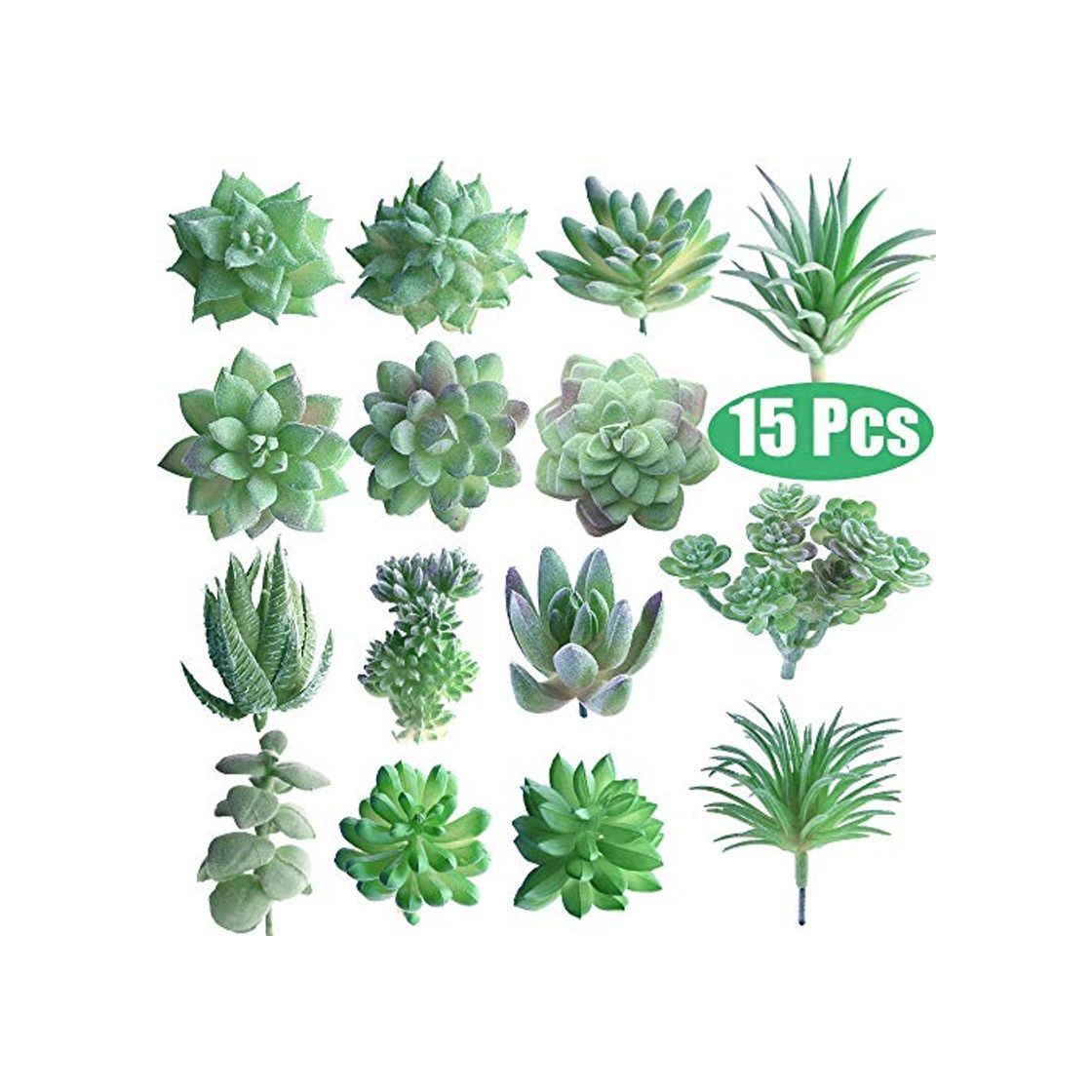 Products FEPITO 15 piezas artificiales plantas suculentas verde sin manchas Faux Flower Succulents Mini Echeveria selecciones a granel tallos para el hogar decoración interior de hadas del jardín