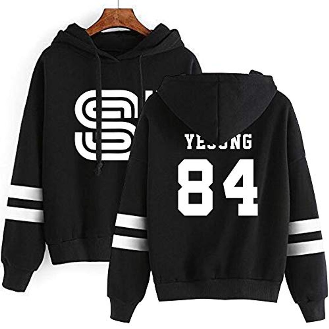 Moda KPOP Super Junior Sudaderas con Capucha de Manga Larga Impresión de Cartas Hoodies Suelto Pullover Top Casual con Cordón para Hombres y Mujeres HeeChul LeeTeuk YeSung ShinDong DongHae