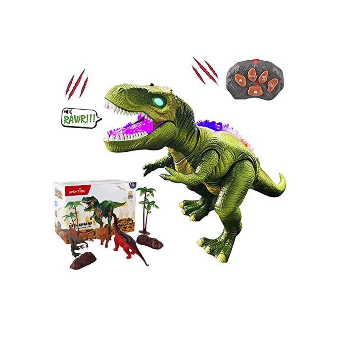 Social WISHTIME Dinosaurio de Control Remoto ElectricToy Kids RC Animal Toys LED Light