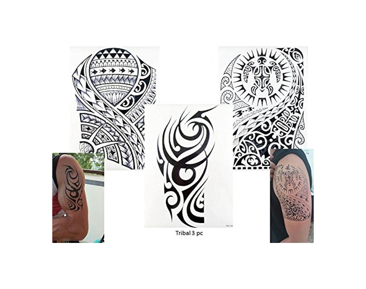 Social Tribal Tattoo Negro 3 pliegos temporär brazo Brazo Pegatinas Tatuaje tribal 3